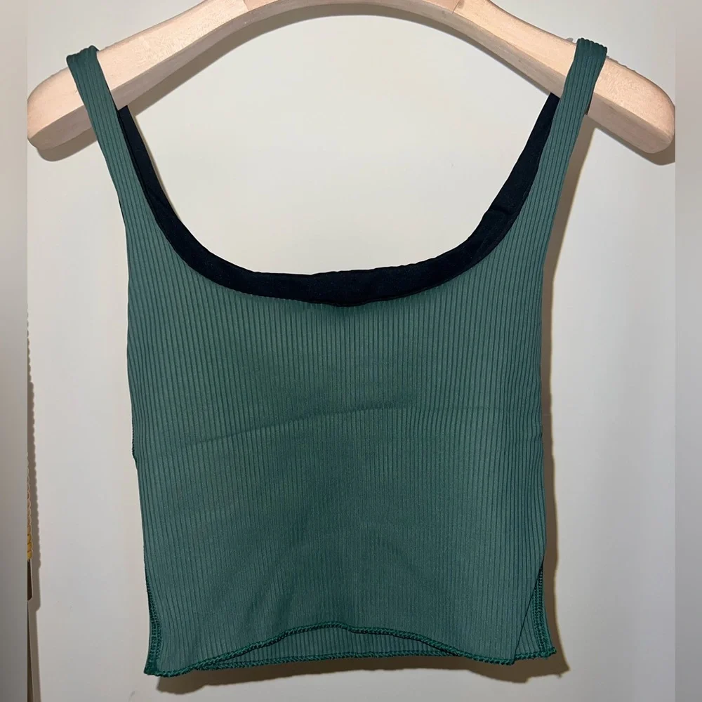 Carbon38 Green Ribbed Tank Top - Picture 3 of 5